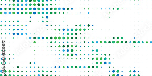 blue and green dots over white background. circles halftone design. template pattern for web pages.