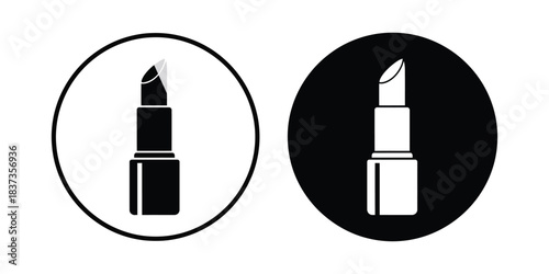 Minimalist lipstick icon set: beauty cosmetic product symbols