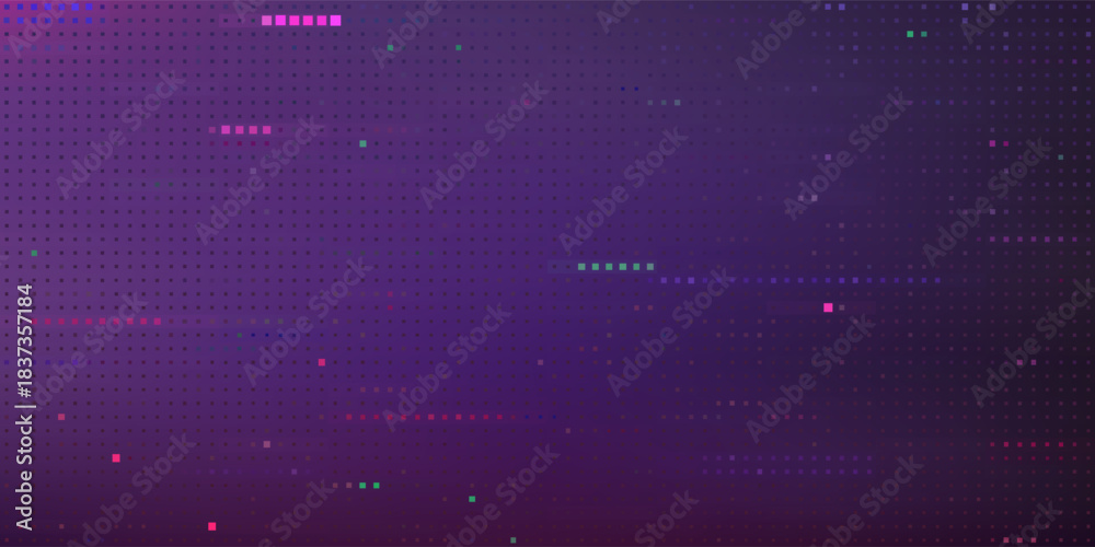 Obraz premium Glitch pixels texture. Video color disintegration. Digital video error. Abstract distortion elements. Retro game background. Pixel noise effect. Vector illustration.