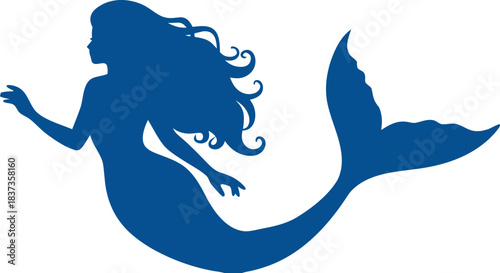 Flat mermaid icon vector for digital apps, ocean themed branding, fantasy games, and UI elements.