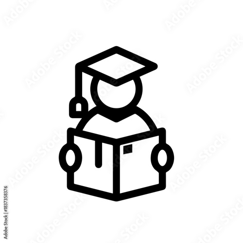 Higher Study Symbol – Early Graduate Boy Silhouette Icon