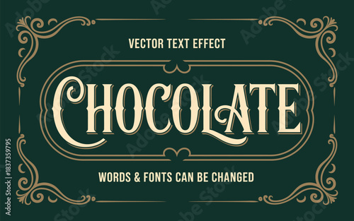 Luxury editable label text style featuring ornate decorative elements, elegant vintage inspired typography, premium ornamental design perfect for branding, packaging, invitations, and sophisticated cr