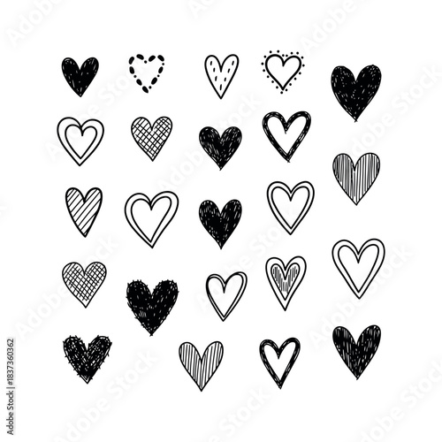 20 Hand Drawn Heart Doodles