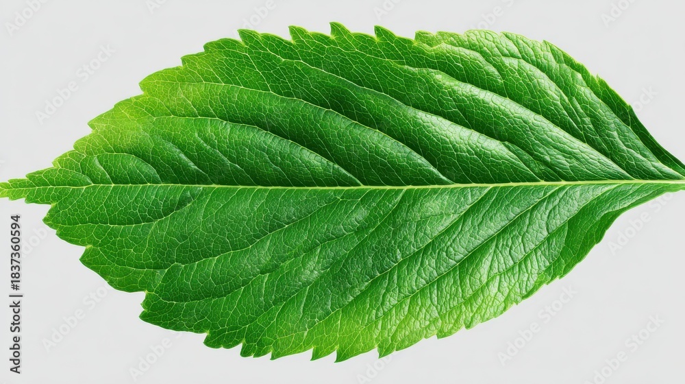 Fototapeta premium single vibrant green leaf detailed view 5
