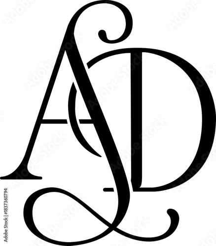 Elegant monogram composed of the letters A and D
