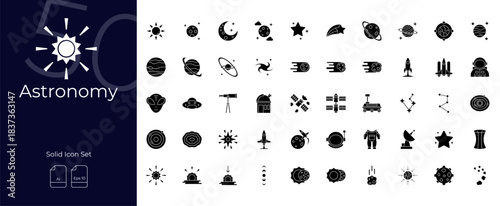 Astronomy Solid Editable Icons set