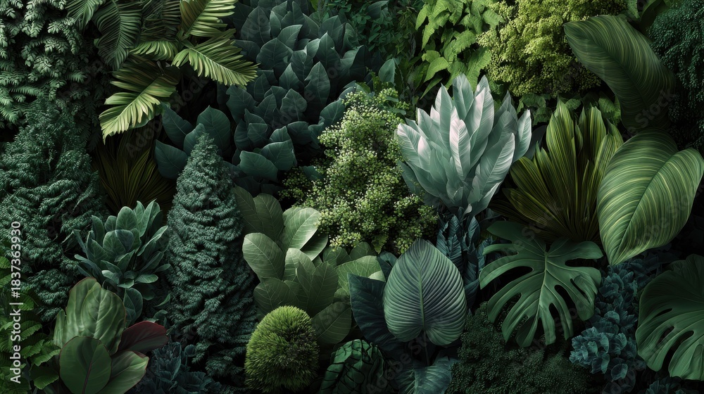 Fototapeta premium graphic layout for naturethemed advertising showcasing lush greenery and foliage