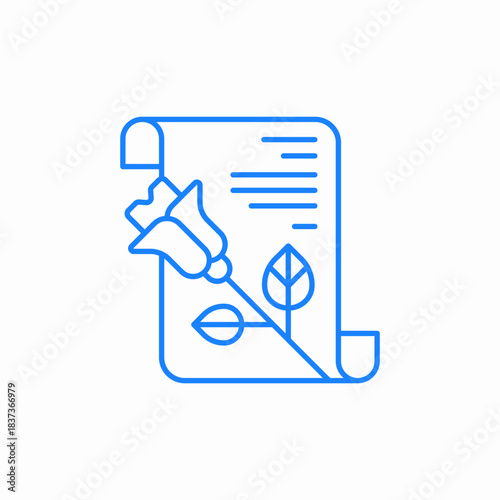 romantic poem scroll flower icon sign vector