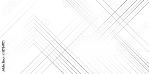 Abstract white background design with layers of textured white transparent material, abstract stage in elegant futuristic geometric style with simple black wave lines and corners.