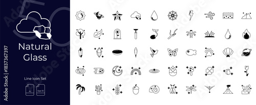 Natural Glass Duotone Editable Icons set