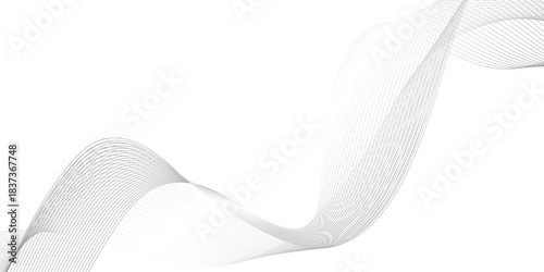 Abstract wave line design with flowing on white background, transitioning from light gray to dark gray, Abstract gray and white backgrounds gradient used for background, 