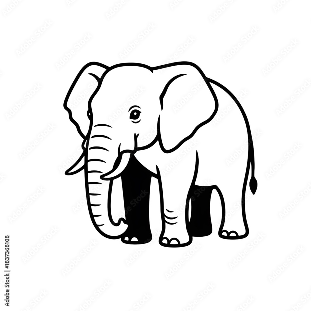 Fototapeta premium Large African Elephant Outline: Wild Animal Vector