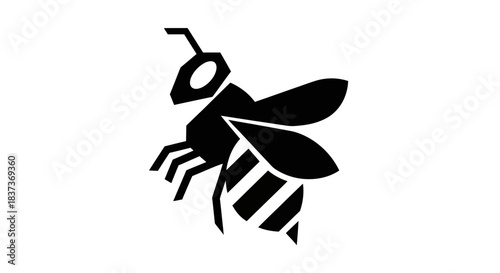 Black and white bee icon isolated on white background symbol
