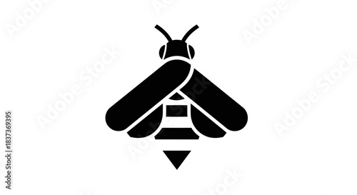 Black and white bee illustration isolated on white background