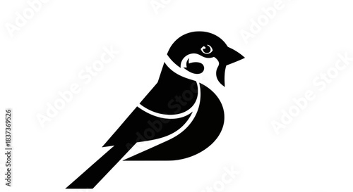 Black and white bird silhouette design isolated on white background