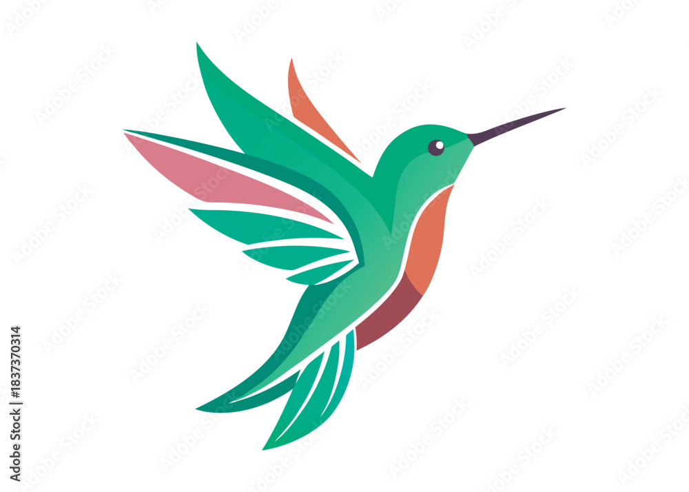 Obraz premium Hummingbird logo silhouette vector illustration, hummingbird logo vector icon illustration, colibri flying bird logo vector silhouette, humming birds silhouette vector illustration on white background