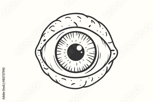AllSeeing Eye Illustration, Black Ink, Stars, Detailed Eyelashes, Occult Art, Tattoo