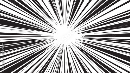 Black and white abstract radial explosion lines background with white center Keywords: abstract, background, black, white, explosion, radial, lines, burst, speed, motion, energy, graphic, design
