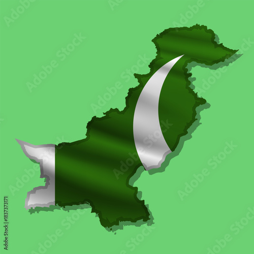 Vector flag Pakistan in the form of a map