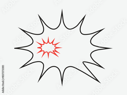 Boom Comic Speech. Explosion blast burst detonation boom vector icon, comic style radial silhouette for sale badge, sticker, logo.