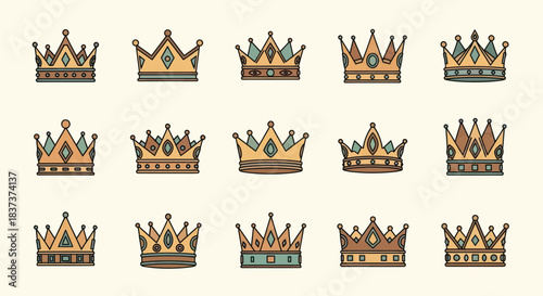 Collection of crown illustrations heraldry royalty and design elements