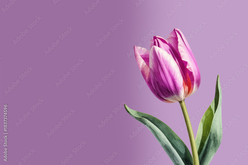 Obraz premium Tulip, bouquet of flowers, Spring holiday, Happy Easter, International Women's Day. an illustration. A banner for registration. artificial intelligence generator, AI, neural network image. background 