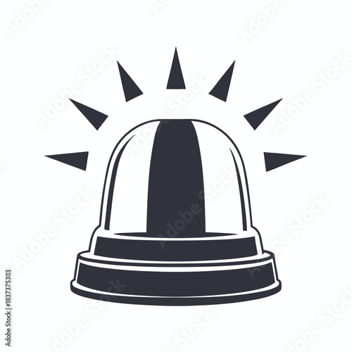 Siren Icon, Isolated Emergency Alarm Silhouette, Warning Beacon, Security Alert System