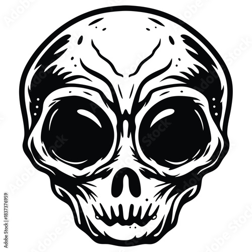 Spiked Skull Monochrome, Abstract Art, Dangerous Skeleton Image, Gothic Design