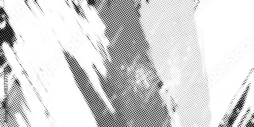 Abstract vector halftone tilted background with grainy stripes. Dotted texture and trendy halftone tonal gradation effect.