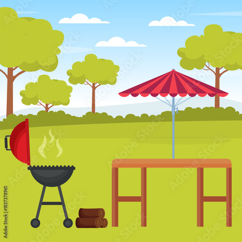 Outdoor barbecue illustration