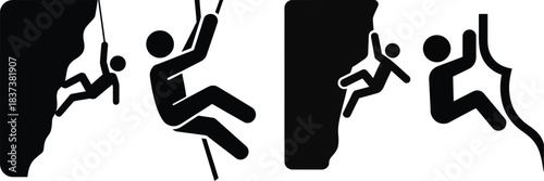 Rock Climbing Silhouette Vector Set