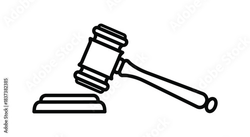 Black and white illustration of a gavel and sounding block silhouette