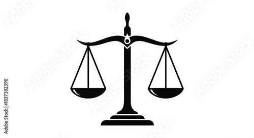 Scales of justice symbol of law and equality striking black silhouette