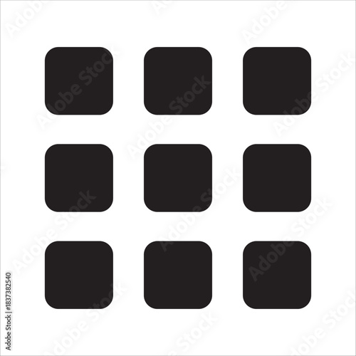 9 dots menu icon. Icon symbol for application menu, more, list menu, main page. Vector icon button for user interface.