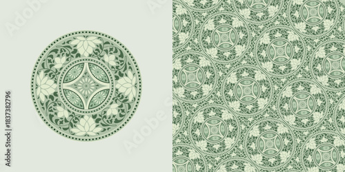 Korean Celadon Pattern with Lotus Vine and Chrysanthemum Inlay Design
