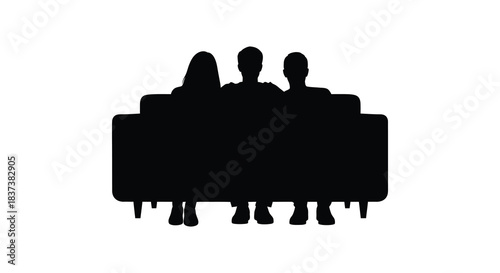 A group of people seated at a table presented in black silhouette