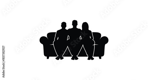Family seated on a sofa a dark and striking silhouette