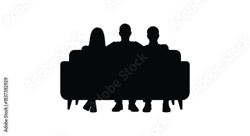A group of people seated together in a dark bold silhouette