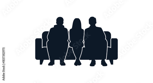 A group of people sitting on chairs simple and dark silhouette