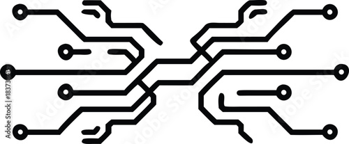 Electronic circuit board icon, digital connectivity abstract