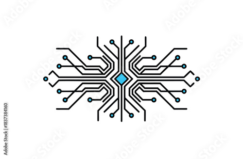 Abstract circuit board lines with blue connection points design