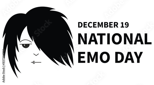 National Emo Day Banner – December 19. Emo boy. Vector 10eps.