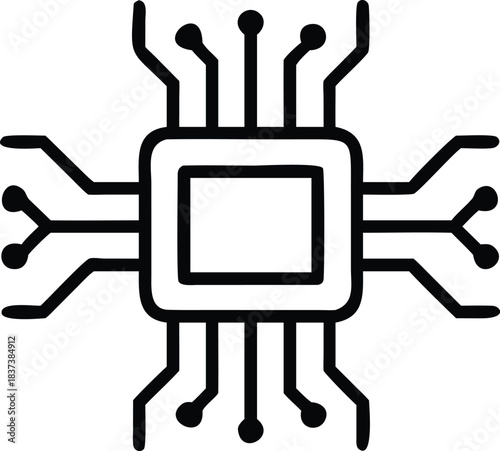Microchip cpu icon: essential component for digital technology