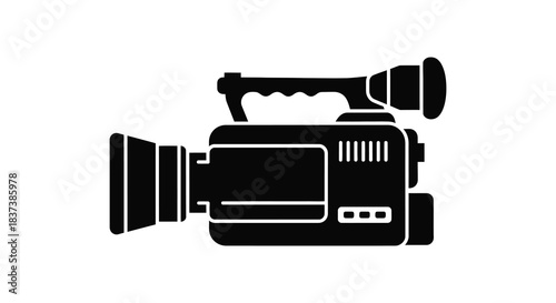 A black silhouette of a vintage camcorder a classic visual recording device silhouette