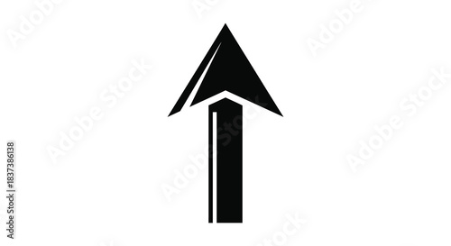 Simple black arrow pointing upwards a minimalist graphic design silhouette