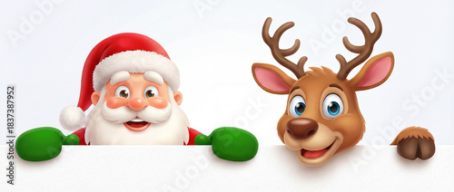 Santa Claus Father Christmas And Reindeer Sign