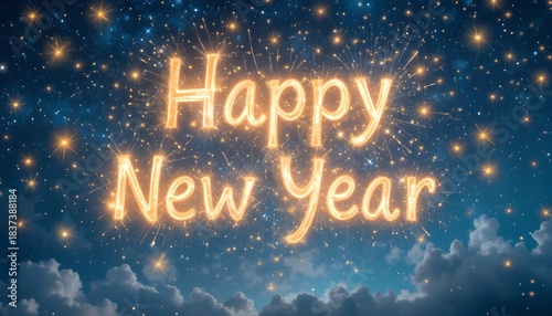 happy new year in sky and stars image