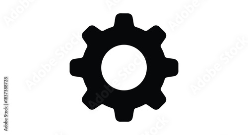 Black gear icon with a central hole a striking silhouette