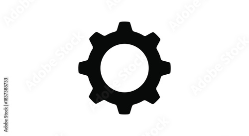 Simple black gear icon displayed on a white background silhouette