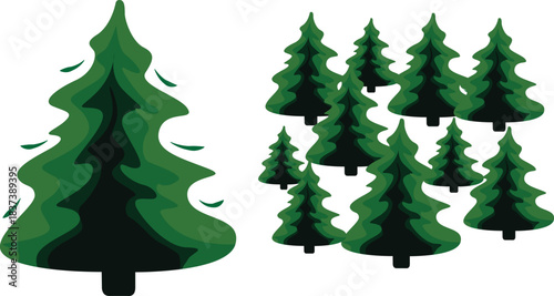 vector illustration of a green tree. green forest cartoon vector illustration, suitable for card, paper art craft